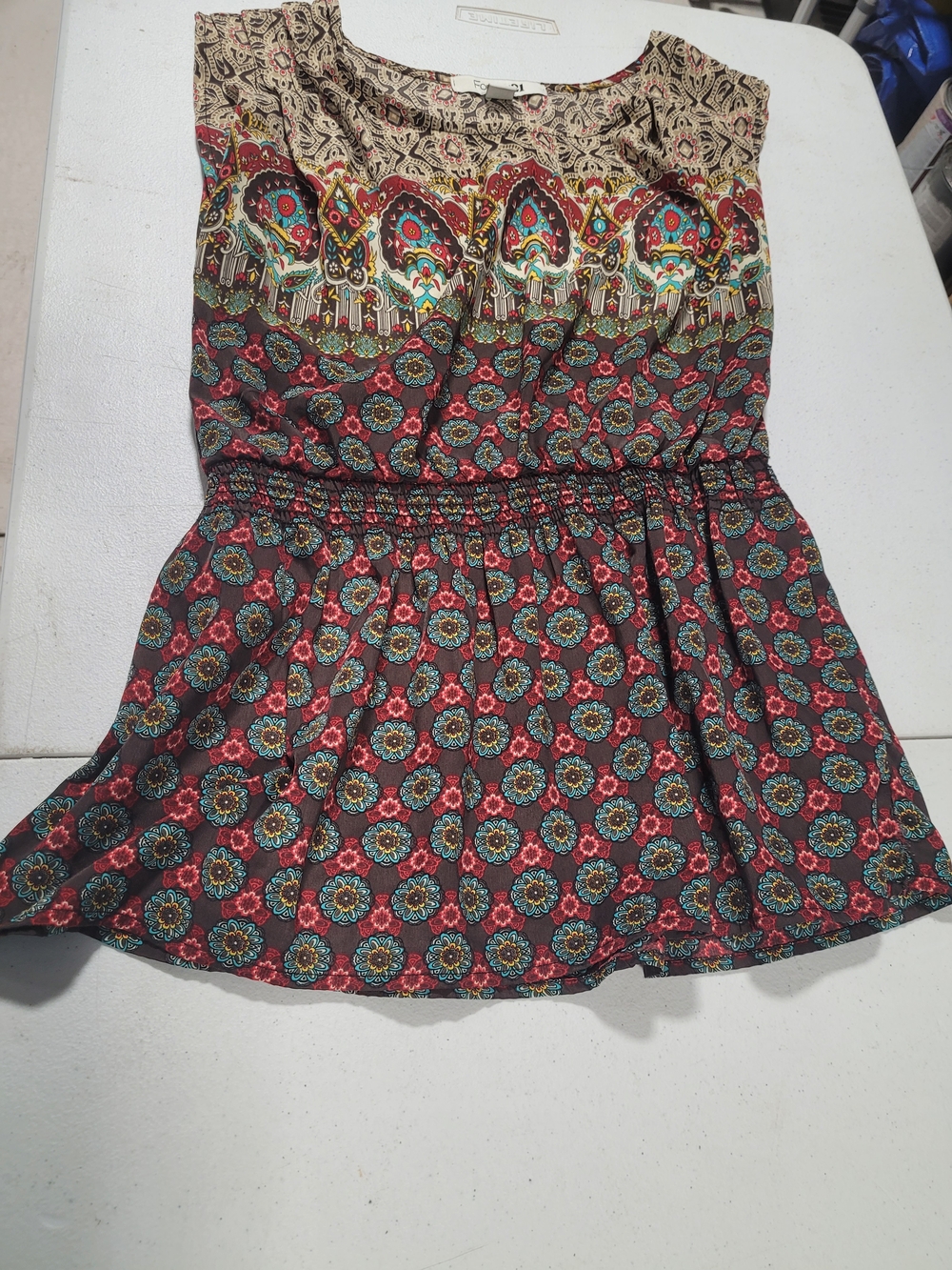 Forever 21 Multicolor Boho Smocked Waist Tank Top - Picture 1 of 3